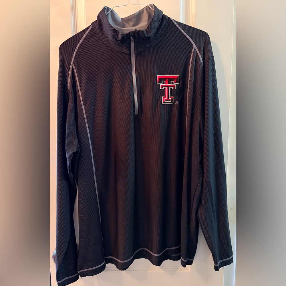 Texas Tech Black Long Sleeve Pullover with Tech Logo Light Stripes in Fabric 2XL